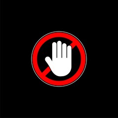 Obraz premium Entry prohibited stop icon isolated on black background