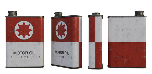 old oil can red and white 3d render with transparent background