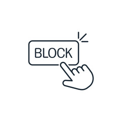 Block button. Enable restrictions, prohibition.Vector linear icon illustration isolated on white background.