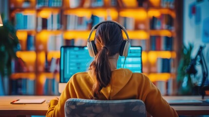 A student streaming educational videos and participating in online classes without interruption, utilizing fast internet for remote learning.