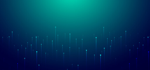Digital technology speed connect blue green background, cyber nano information, abstract communication, innovation future tech data, internet network connection, Ai big data, line dot illustration 3d