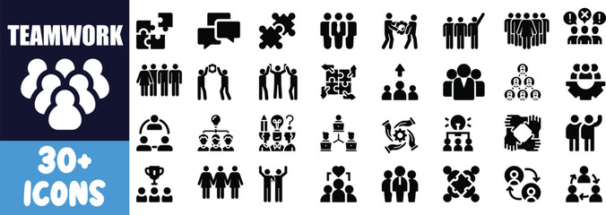 Teamwork icons collaboration group people success