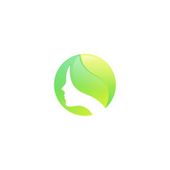 illustration vector icon of hair and green leaf