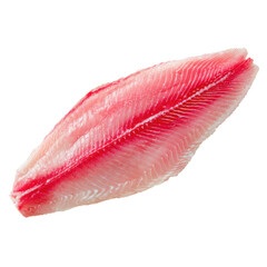 Vibrant Red Fish Fillet Isolated on Black Background