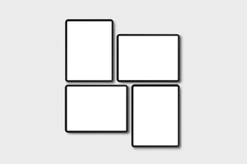 3D tablet, pen digital device mockup with blank screen isolated on background. Realistic, high quality pad empty display template for ui, ux, app, ads, banner marketing, website. Vector illustration
