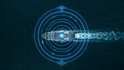 Ship tracked by digital navigational system - Powered by Adobe