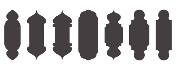 Islamic shapes Ramadan window frame design. Turkish and Indian vector ornament. Arabic door arch. Oriental architecture elements