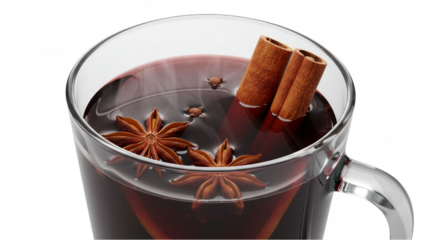 Isolated Photo of Mulled Wine With Cinnamon and Star Anise Spices