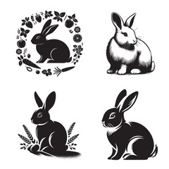Rabbit Silhouette Vector | Clean Bunny Illustration Isolated on White Background