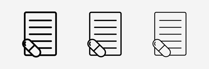 Prescription and capsule icon Healthcare, medicine, treatment concept. Flat vector design illustration isolated on white background.