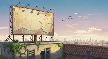 Sleek Modern Billboard Mockup in Anime Style - Business Ad Space Template