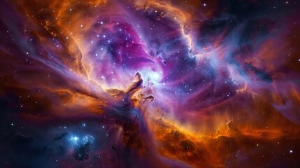 A breathtaking cosmic vista showcasing the radiant beauty of a colorful nebula in space.