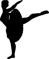 An elegant silhouette of a ballerina mid-dance, capturing grace and fluid movement. Ideal for posters, dance projects, or artistic works. Symbolizes ballet&rsquo;s beauty and sparks creativity. 
