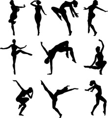 Elegant silhouette of a dancing woman. Ideal for dance-themed designs, the image symbolizes the beauty and fluidity of dance. Abstract detailed silhouette perfect for artistic projects.