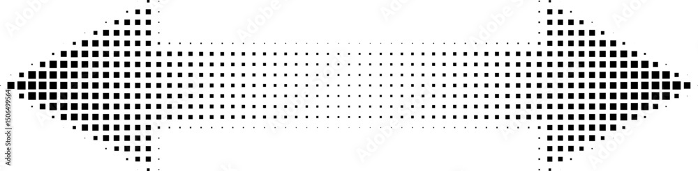 Wall mural abstract retro illustration of square halftone double sided arrow pointing left and right. black squ