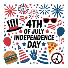 Obraz premium 4th of July Clipart Patriotic Icon Set 