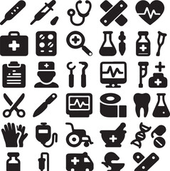 Design Vector silhouette medical instrument icon different category for different use worldwide