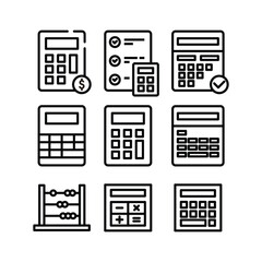 calculator set in different style icons