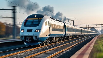 Naklejka premium High-Speed Train in Motion a Modern Marvel of Transportation Technology