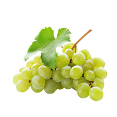 Fresh green grape cluster on white background showcasing natural beauty and vibrant color, Green grape isolated on white background