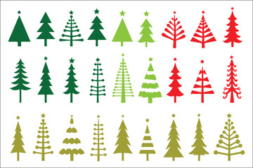 Obraz premium Grid of Stylized Christmas Trees in Different Colors