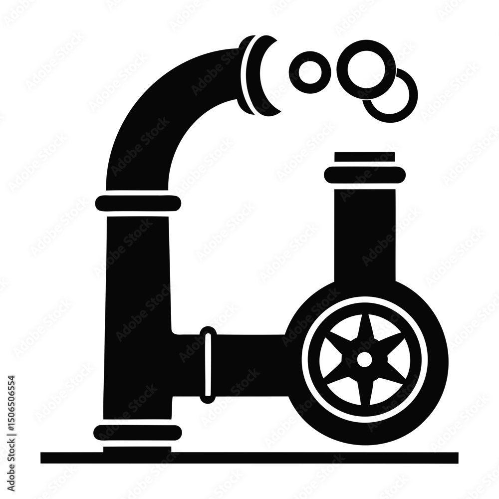 Fototapete steam pipe icon vector with clean black silhouette design in multiple styles on transparent backgrou