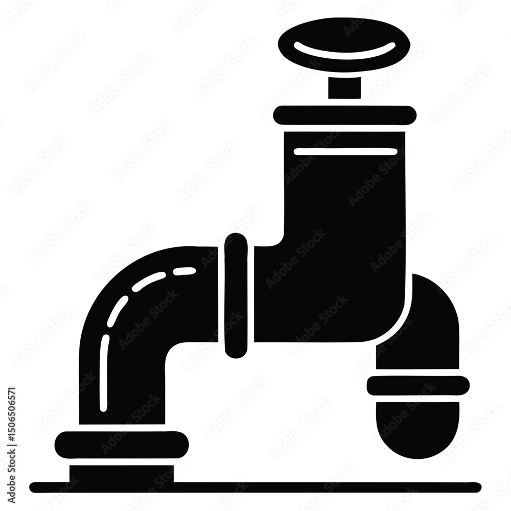 Fototapete set of simple steam pipe icon illustrations with different black vector silhouettes on transparent b