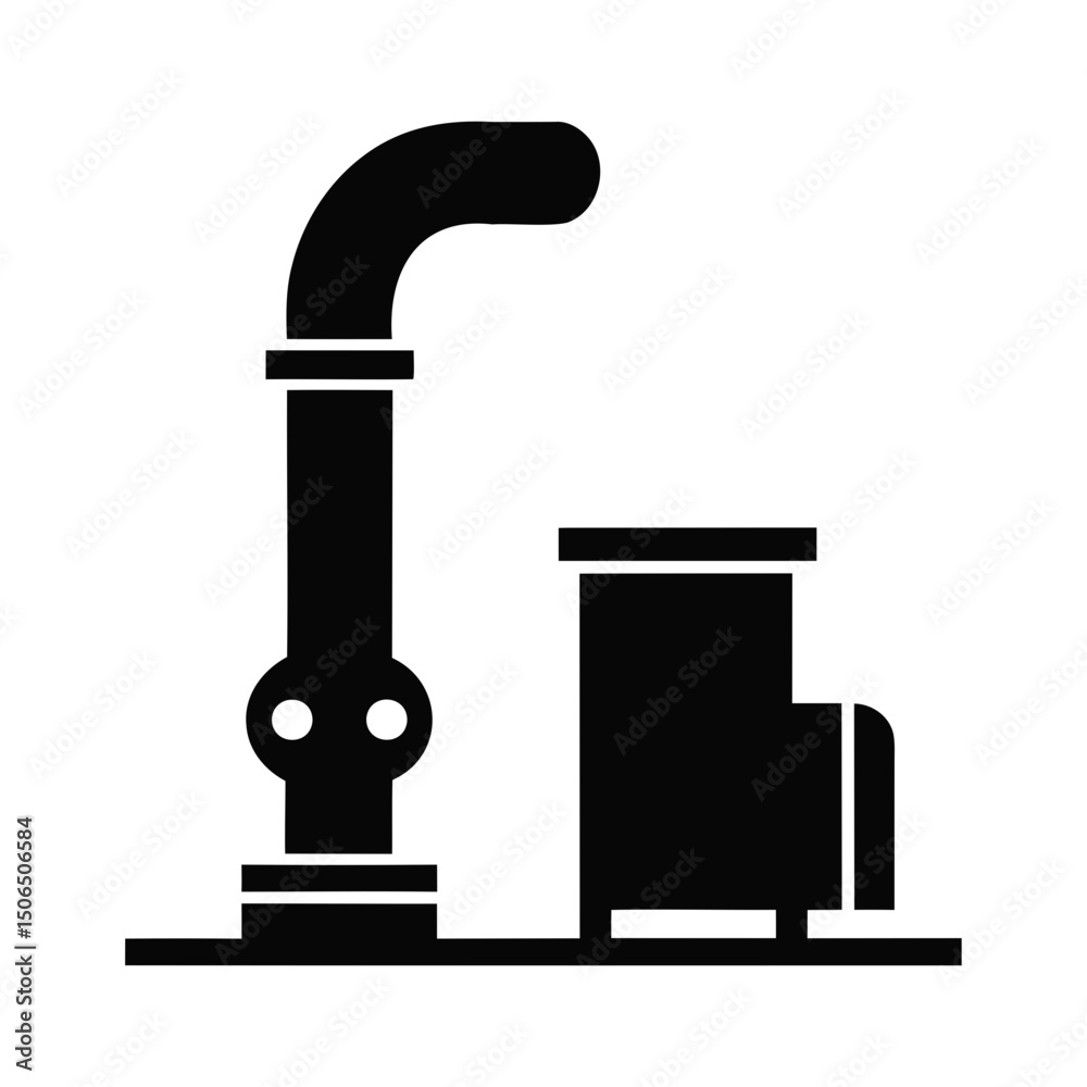 Fototapete different style steam pipe icon collection in black vector silhouette format on transparent backgrou