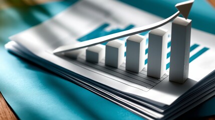 Inflation, rising inflation. Rising prices. White arrow on the chart up, blue background. Growth concept