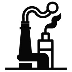 Black steam pipe vector silhouette showing various simple industrial icon designs isolated on transparent background