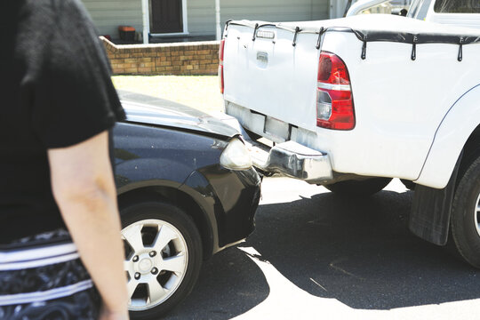 Close up collision of two vehicles