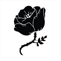 Tree and bird silhouette vector illustration in black design