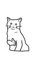 cat thumbs up illustration line art hand drawn meme