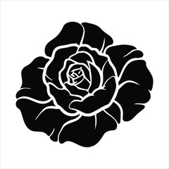 Black and white rose vector illustration on a black background