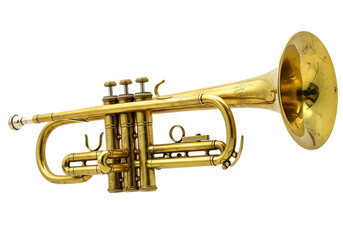 Fototapeta premium Classic Brass Wind Instrument Cornet on Transparent Background