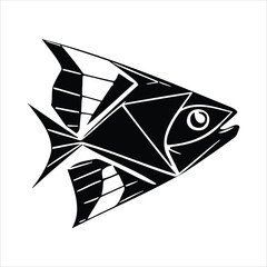 Black and white airplane vector illustration origami paper icon design logo fly toy card web art