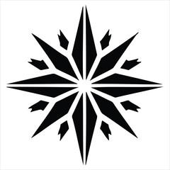 Black and white vector illustration of a flower and star decoration