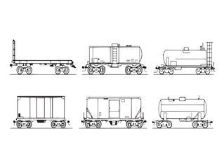 minimalist freight train line art vector for commercial use