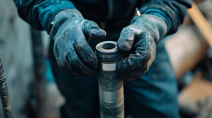 Mechanic Working with Industrial Machinery Parts