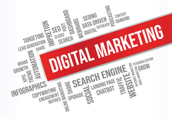 digital marketing word cloud concept - vector