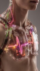 Obraz premium Cyborg Heartbeat Biomechanical Tech.