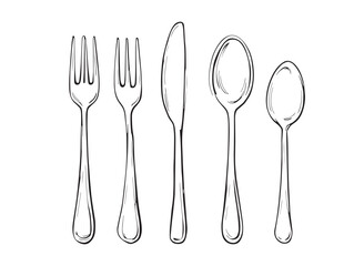 Simple elegant cutlery line art design for vector