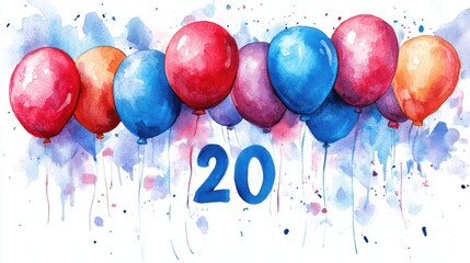 Watercolor Balloons and Twenty Festive Celebration Art