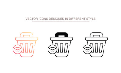 Smart Trash icon design with white background stock illustration