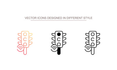 Smart Traffic Lights icon design with white background stock illustration