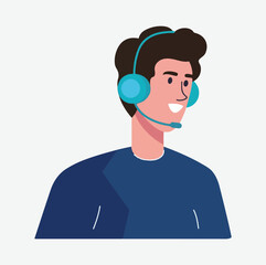 call center operator - Male Telemarketing Agent Vector Illustration – Customer Service Concept - A professional flat-style vector illustration of a male telemarketing agent wearing a headset.