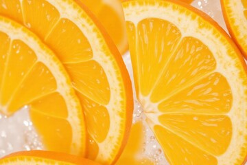 Close-up view of sliced oranges.