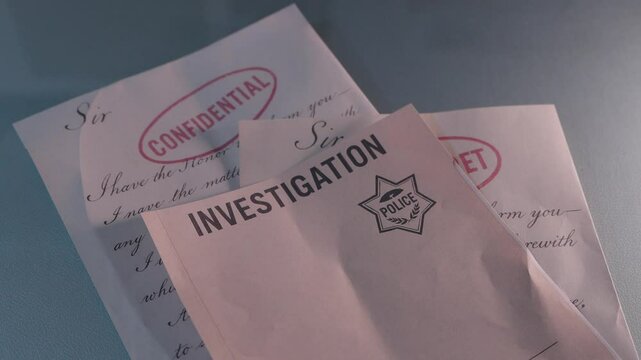 police case file placed over confidential and top secret letters