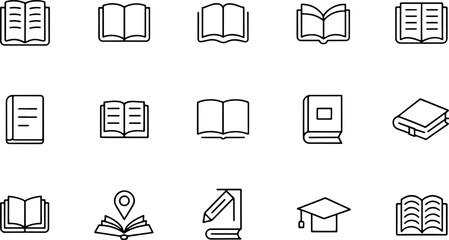 set of book related line icons  textbook  open boo (2).eps