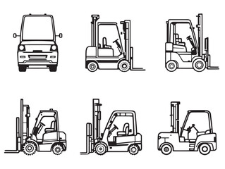 Clean forklift line art vector for business branding